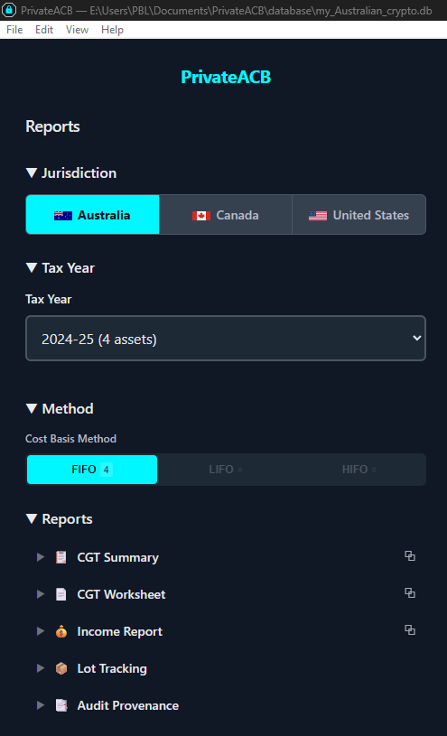 Reports Sidebar — Australia