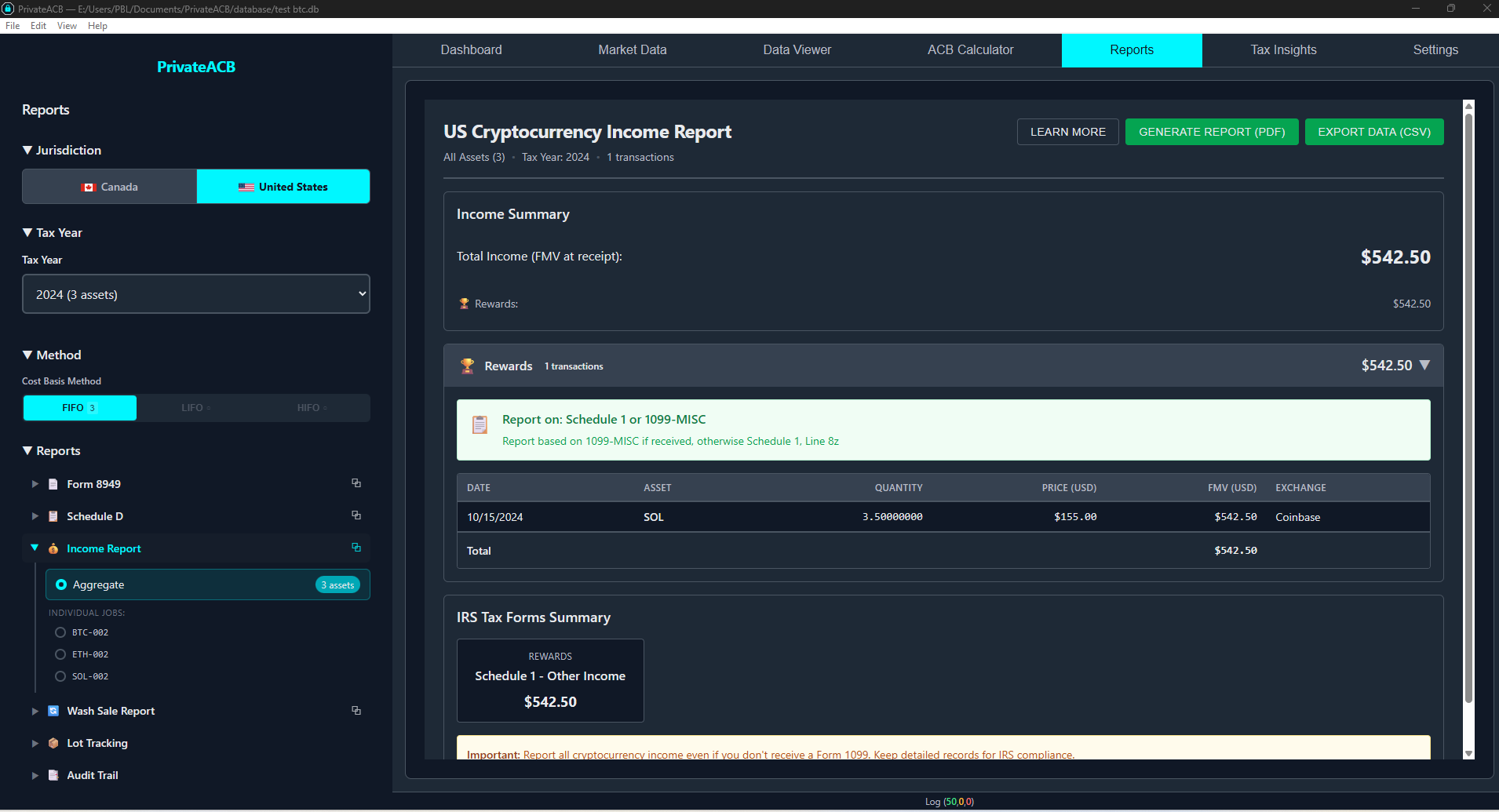 Income Report — US